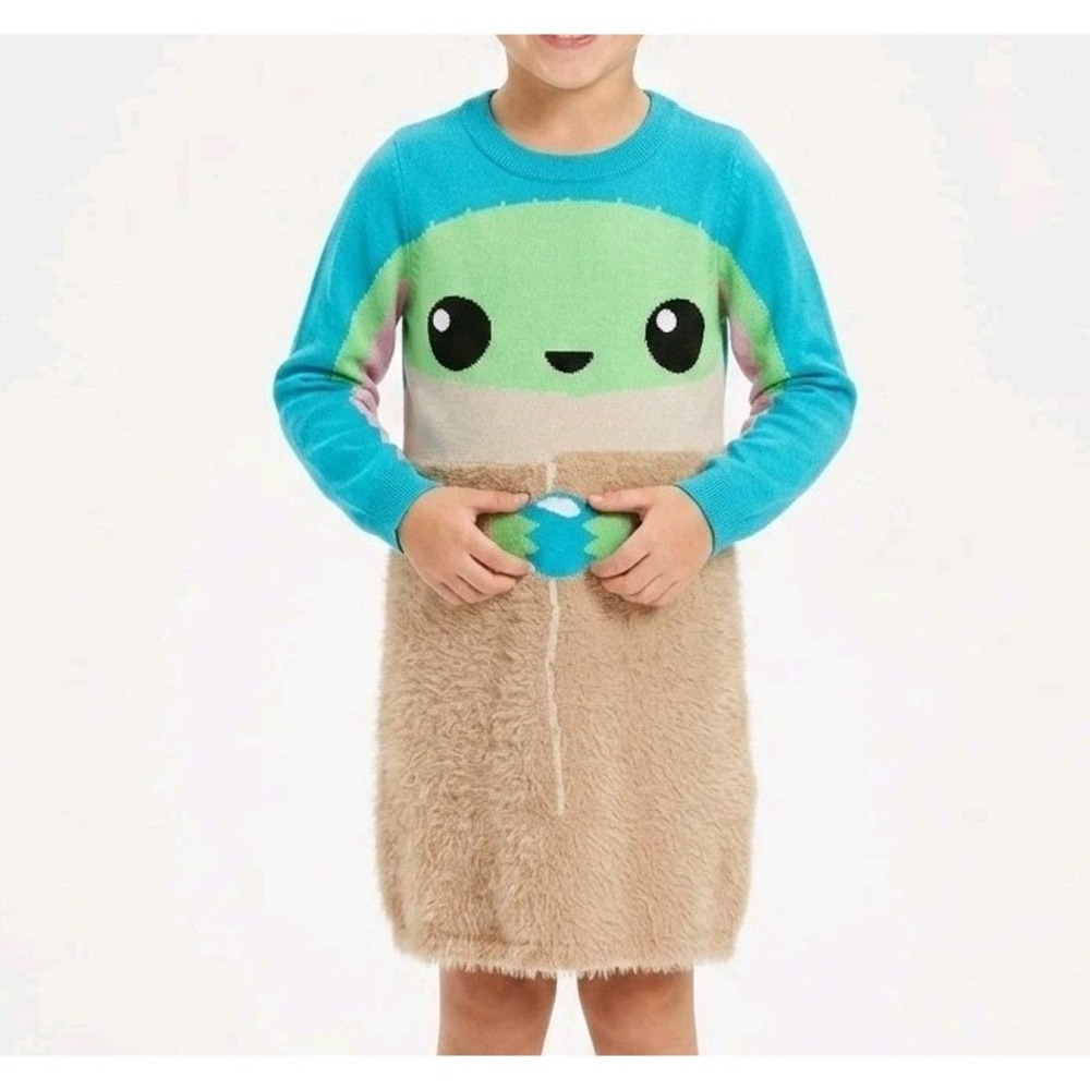 Star‎ Wars Yoda Girl's sweater Dress Blue Brown Size XS 4-5